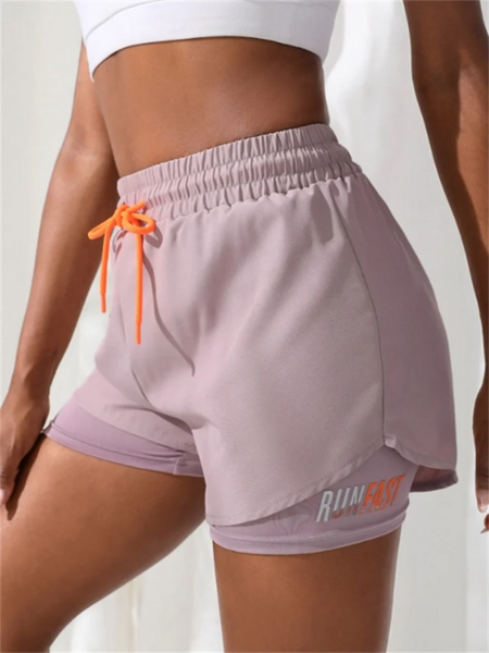 Womens High-Rise Yoga Shorts Elastic Control