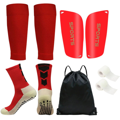 5PCS Football Sock Leg Guard Drawstring Bag Set
