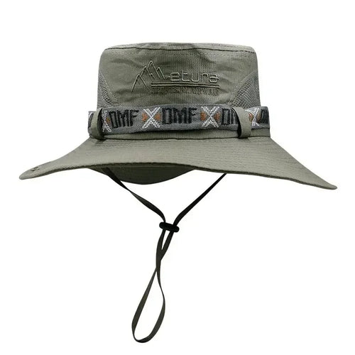 Summer Mens Bucket Hat Wide Brim UV Protection