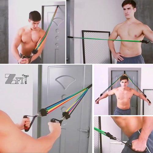 11 Piece Resistance Bands Set Full Body Workout Gear