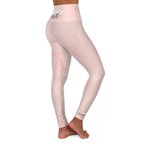 High-Waist Yoga Pants Pink Peach Marble Leggings