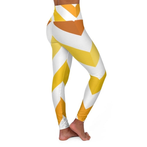 Womens High-Waist Fitness Yoga Leggings Yellow White