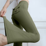 High Waist Yoga Fitness Flared Pants With Pockets