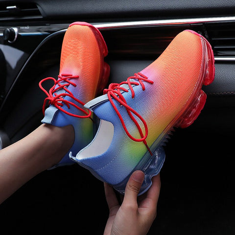 Womens Fashion Mesh Lace-Up Running Sneakers