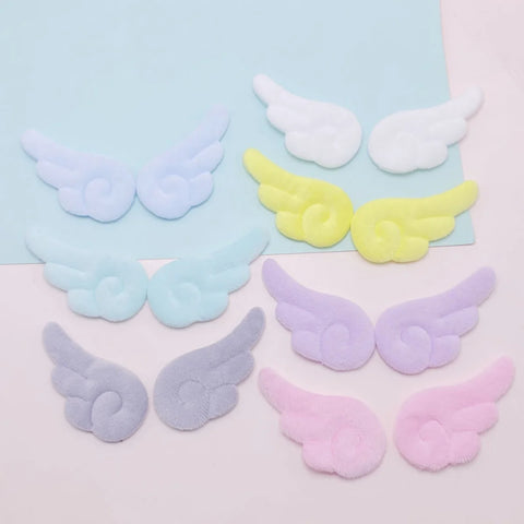 2Pcs Plush Angel Wings DIY Cake Card Cap Accessories