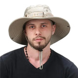 Summer Mens Bucket Hat Wide Brim UV Protection