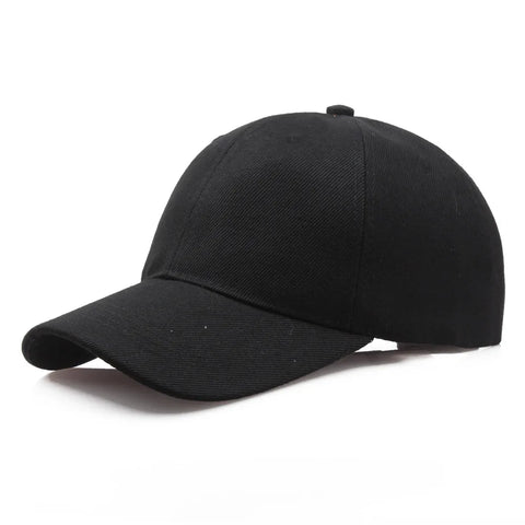 Black Solid Color Snapback Baseball Cap Fitted