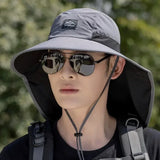 Summer Wide Brim Bucket Hat with Neck Protection