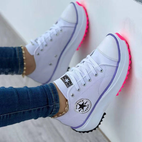 Flat Lace Up Canvas Sneakers Casual Sport Shoes