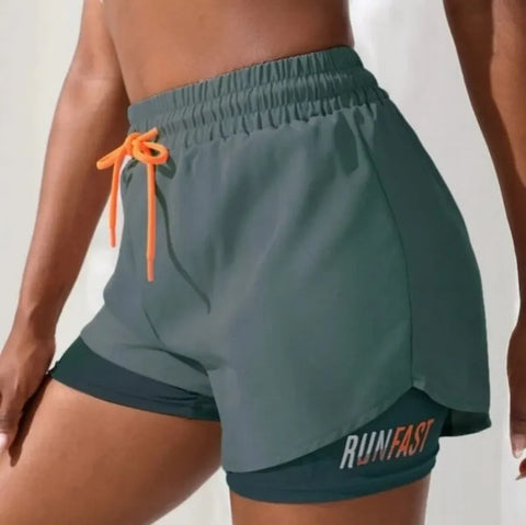 Womens High-Rise Yoga Shorts Elastic Control