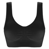 Womens Seamless Bra Crop Top Black Vertical Stripe