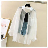 Summer Sunscreen Chiffon Blouse Elegant Korean Style