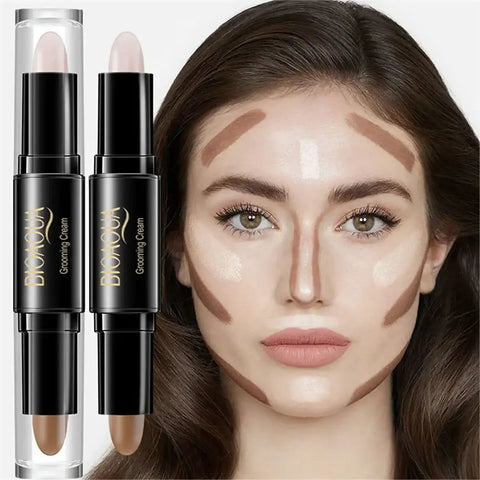Double Head Contour  Face Foundation Concealer Pen Long Lasting Dark