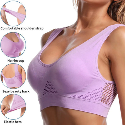 Seamless Mesh Womens Sports Bra for Gym Running
