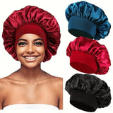 Womens Satin Bonnet Wide-Brim Night Sleeping Cap