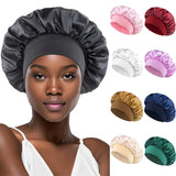 Womens Satin Bonnet Wide-Brim Night Sleeping Cap