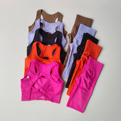 Womens Crop Top Sports Bra Fitness Tank Top Set