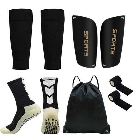 5PCS Football Sock Leg Guard Drawstring Bag Set