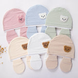 3Pcs Cotton Newborn Set Hats Mittens Foot Covers