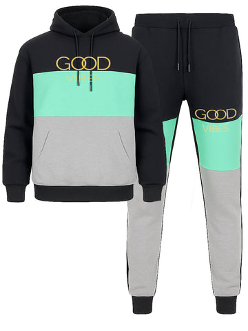 Good Vibes Gold Foil Hoodie Sweat Set Stylish Comfort