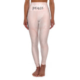 High-Waist Yoga Pants Pink Peach Marble Leggings