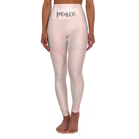 High-Waist Yoga Pants Pink Peach Marble Leggings