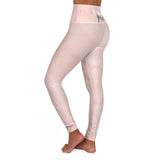 High-Waist Yoga Pants Pink Peach Marble Leggings