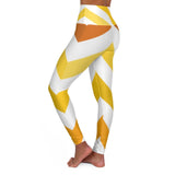 Womens High-Waist Fitness Yoga Leggings Yellow White