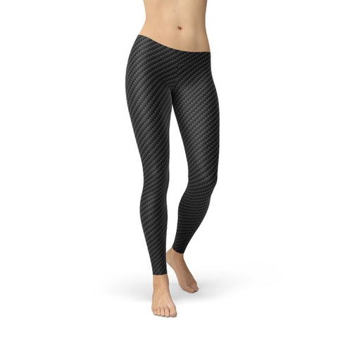 Womens Black Carbon Fiber Leggings Stylish Durable
