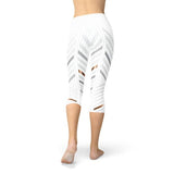 Womens White Stripes Capri Leggings  Stylish & Comfy
