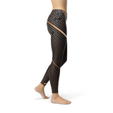 Womens Brown Striped Sports Leggings Stylish Comfortable