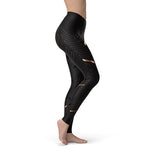 Womens Black Sports Leggings Stylish Striped Workout Pants